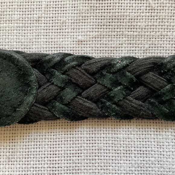 Black Leather Suede Woven Braided Belt Adjustable L:47” NEW - Picture 8 of 12